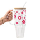 Red Daisy Glass Cups