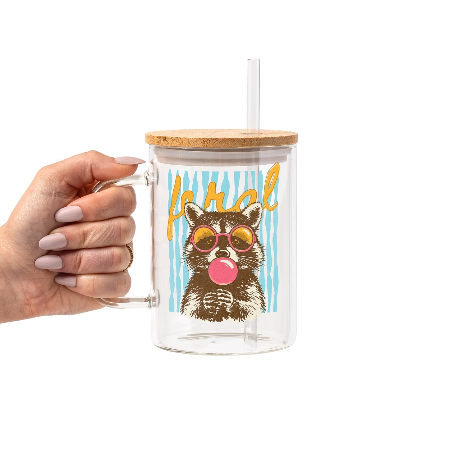 Retro Feral Raccoon Glass Cups