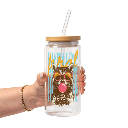 Retro Feral Raccoon Glass Cups