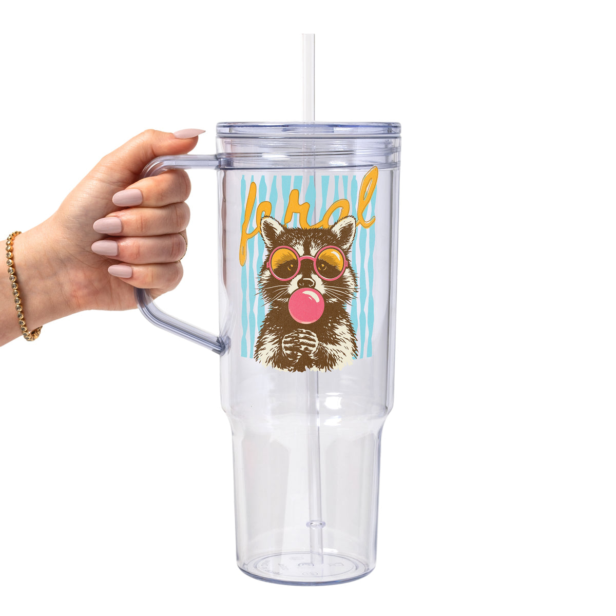 Retro Feral Raccoon Glass Cups