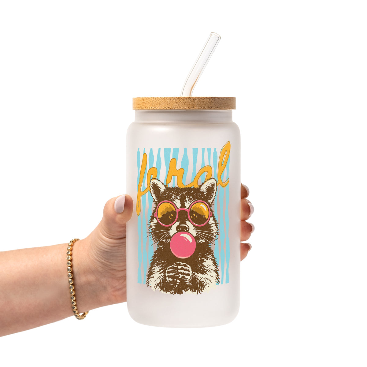 Retro Feral Raccoon Glass Cups