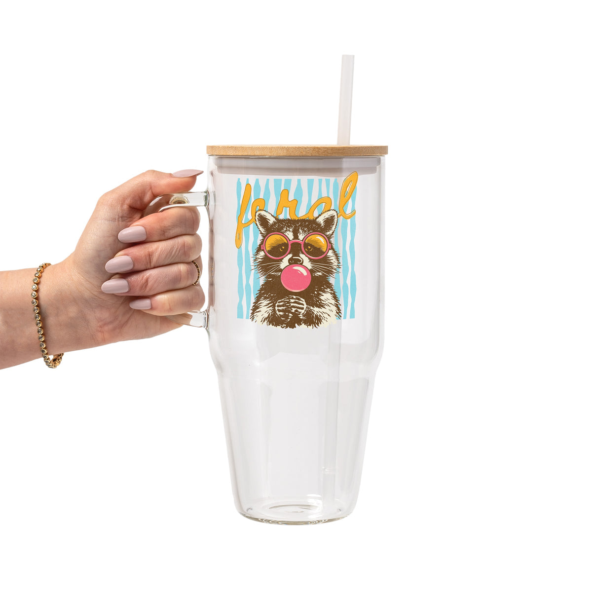 Retro Feral Raccoon Glass Cups