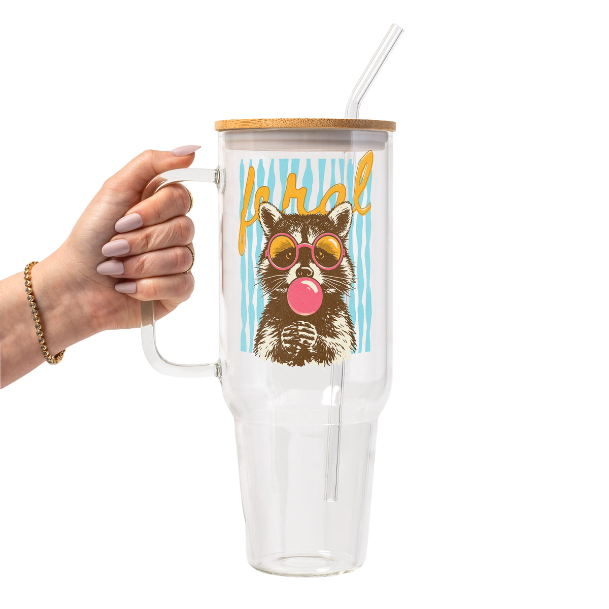 Retro Feral Raccoon Glass Cups