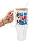 Red White and Feral Hot Dog Patriotic Raccoon Glass Cups