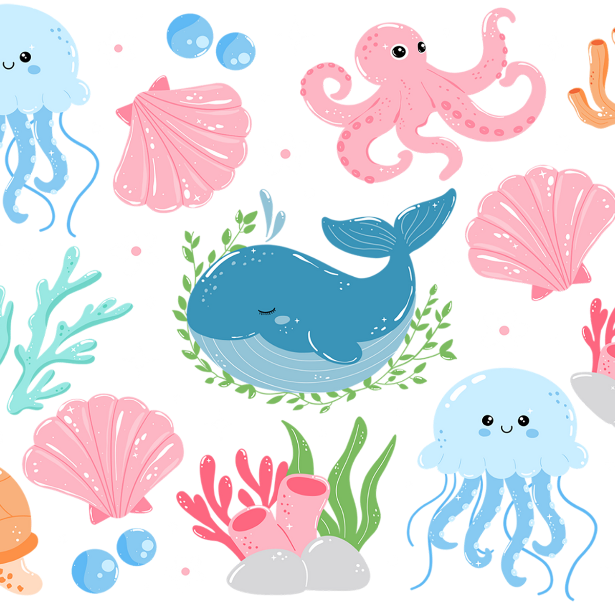 Cutie Sea Creatures Glass Cups
