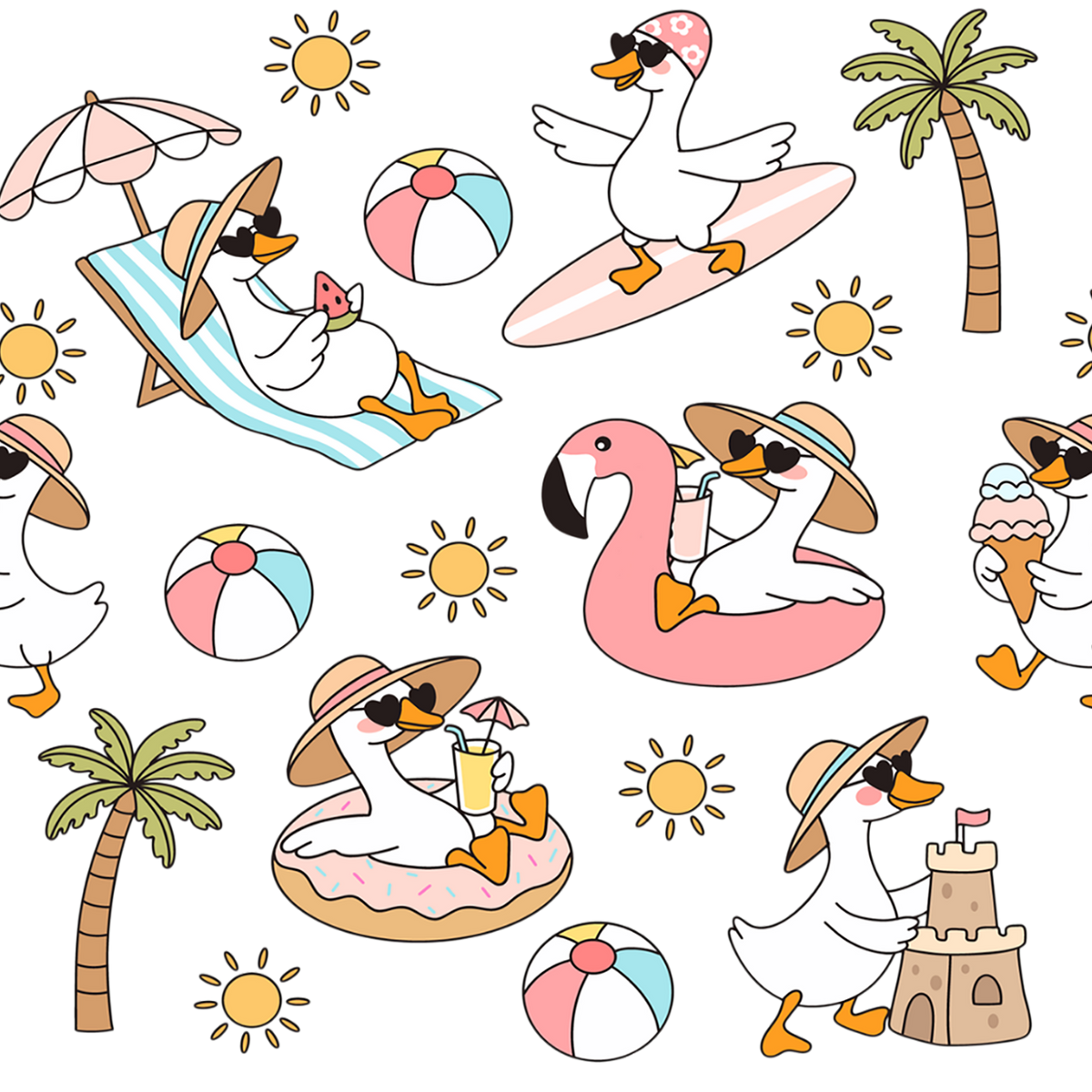 Summer Geese Glass Cups