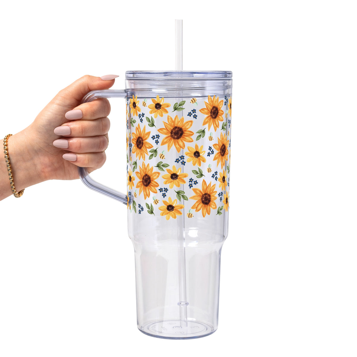 Sunflower With Bees Glass Cups