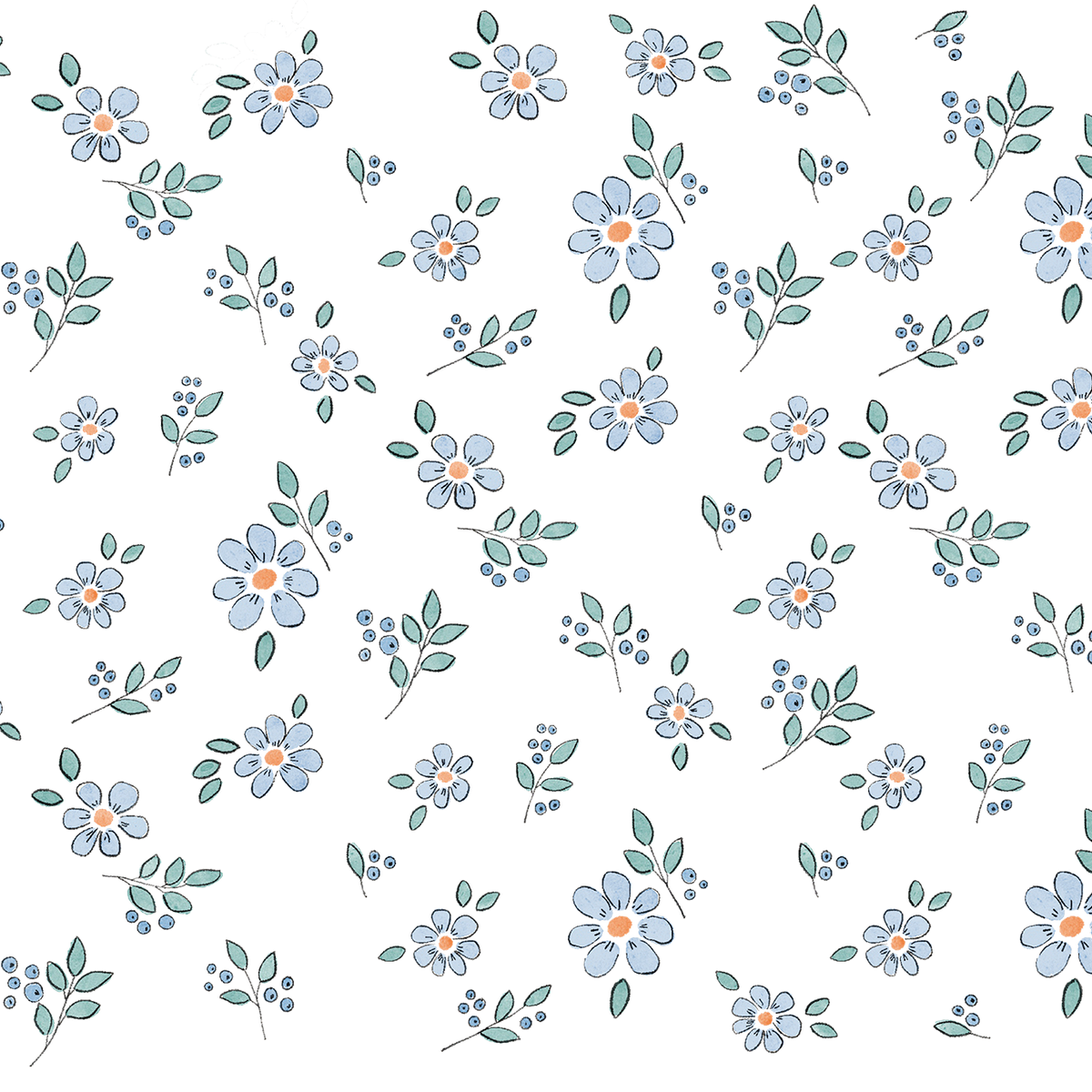 Minimalist Blue Flowers Glass Cups