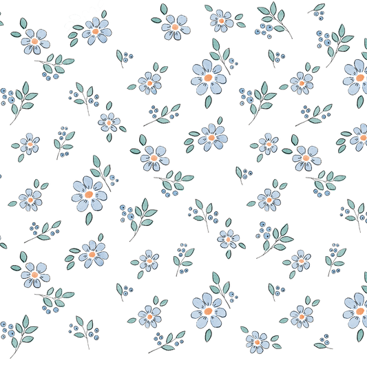 Vasos de vidrio minimalistas con flores azules