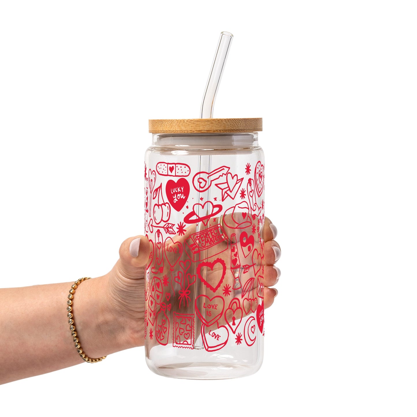 Red Tiny Tattoo Glass Cups