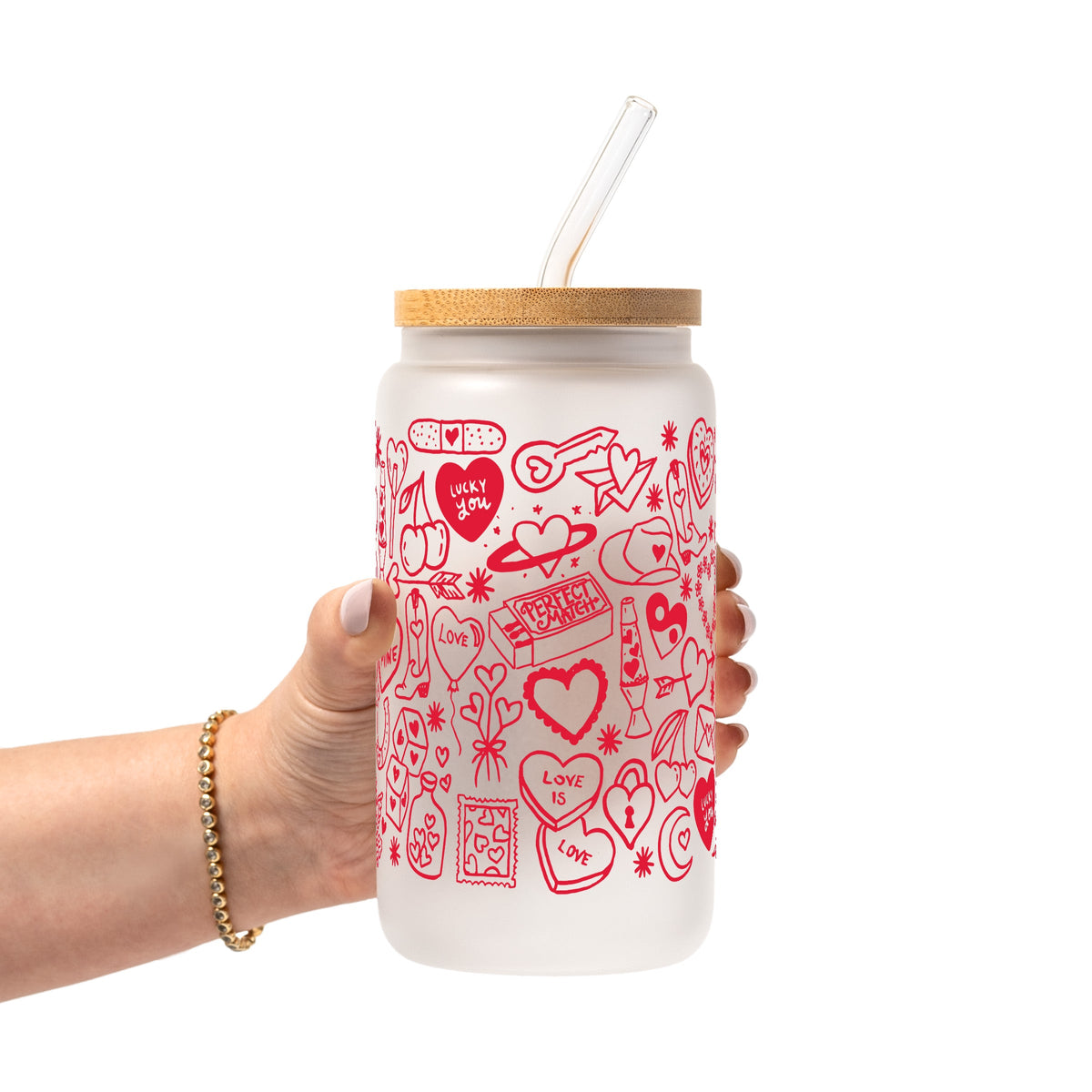 Red Tiny Tattoo Glass Cups