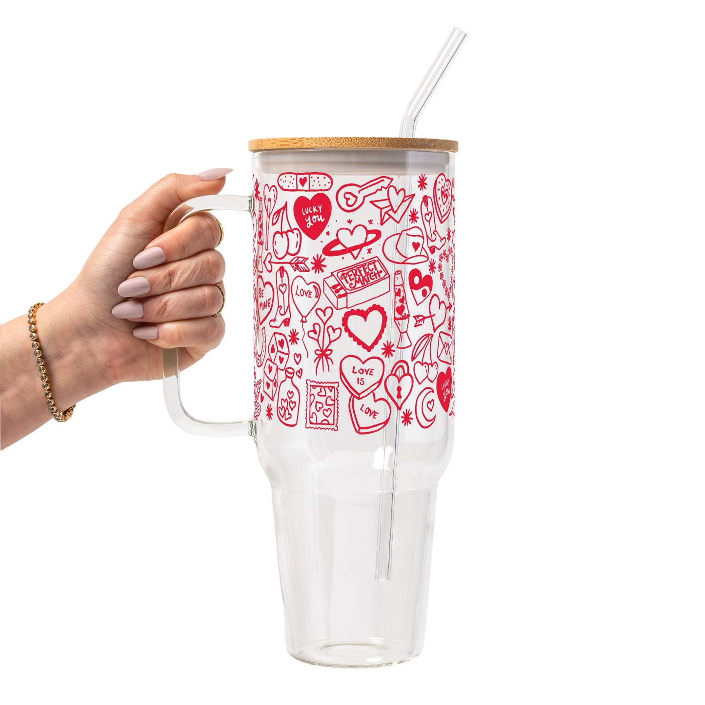 Red Tiny Tattoo Glass Cups