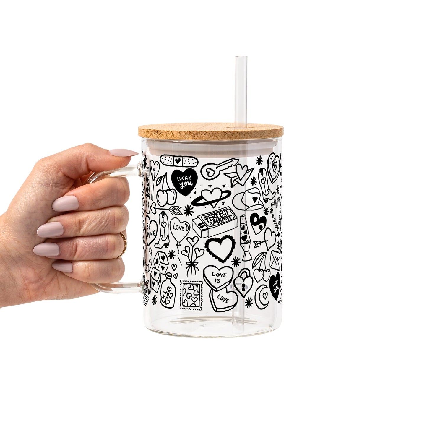 Black Tiny Tats Glass Cups