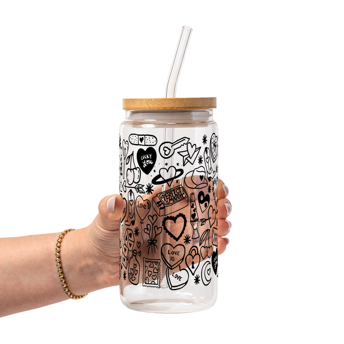 Black Tiny Tats Glass Cups
