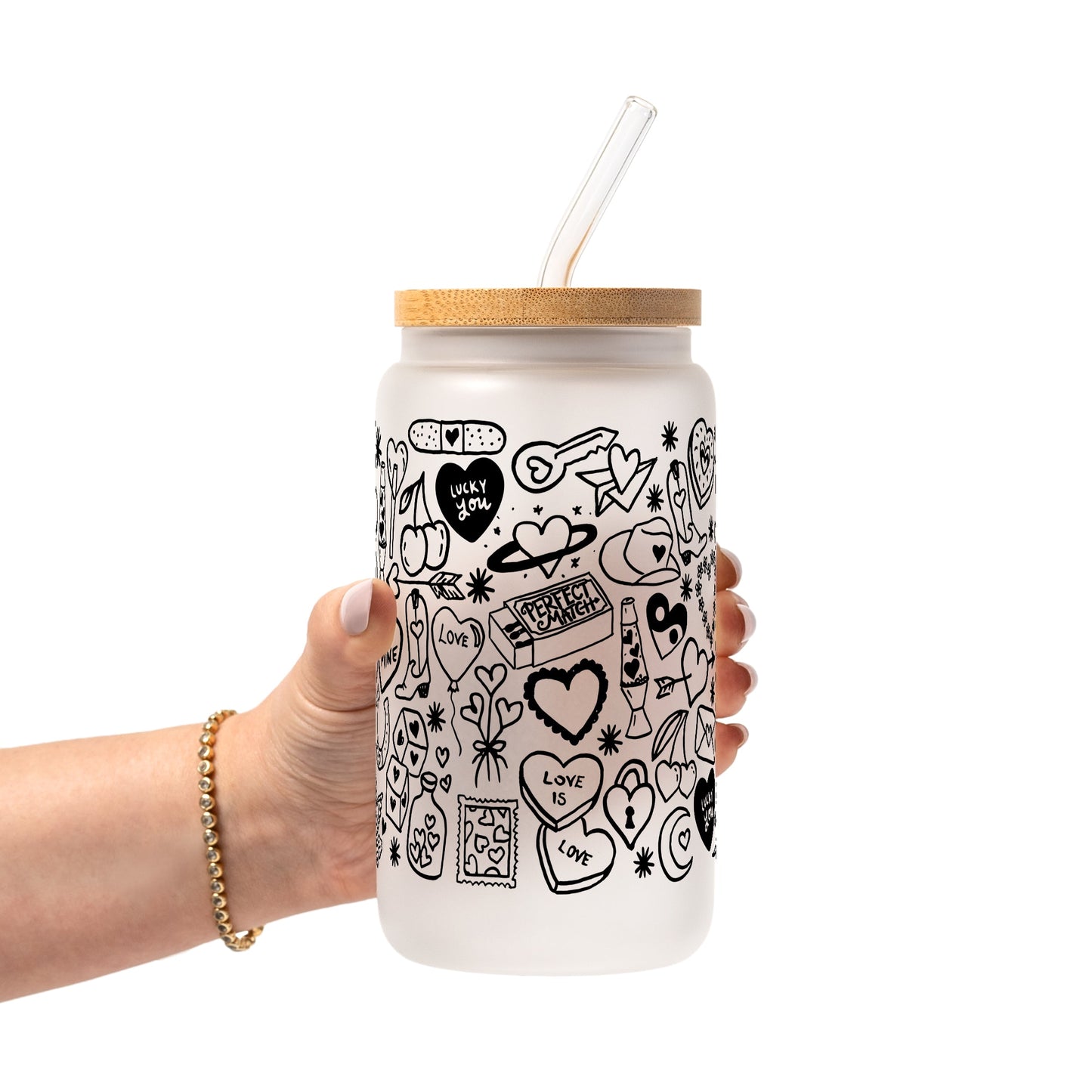 Black Tiny Tats Glass Cups