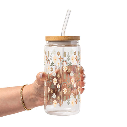 Neutral Wildflowers Glass Cups
