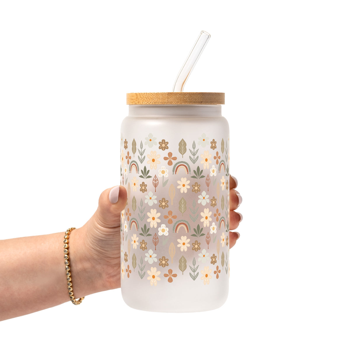 Neutral Wildflowers Glass Cups