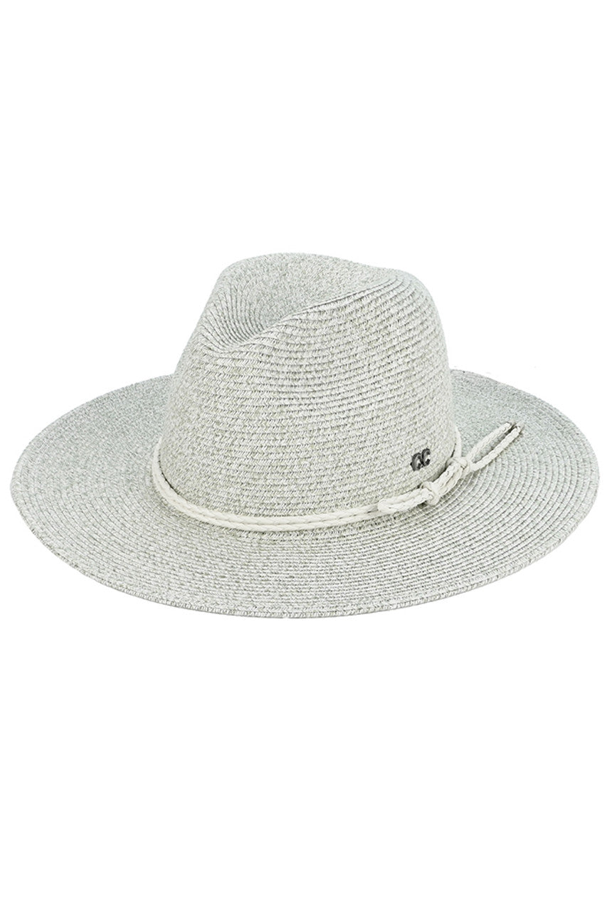 C.C Women's Leather String Rope Band Paper Panama Hat