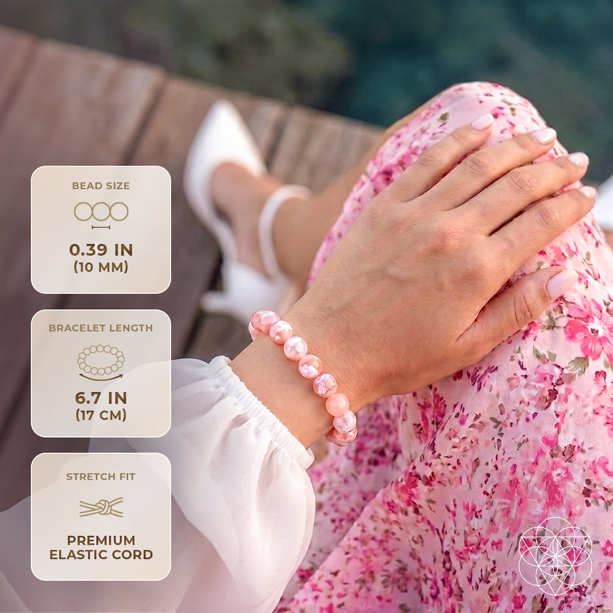 La Mujer en la Que Te Estás Convirtiendo - Pulsera de Ágata Flor de Cerezo
