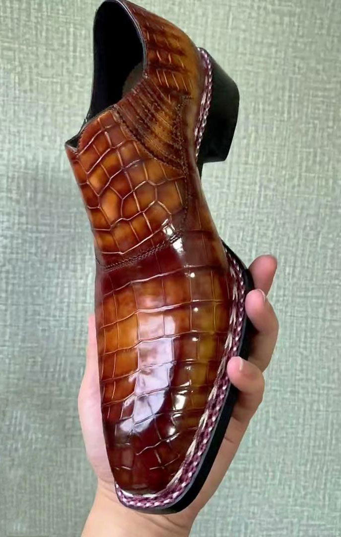 Zapato de cocodrilo Maurice San Francisco hecho a medida - Coñac