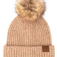 C.C Classic Rib Beanie With Faux Fur Pom