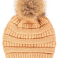 C.C Solid Ribbed Knit Beanie with Pom