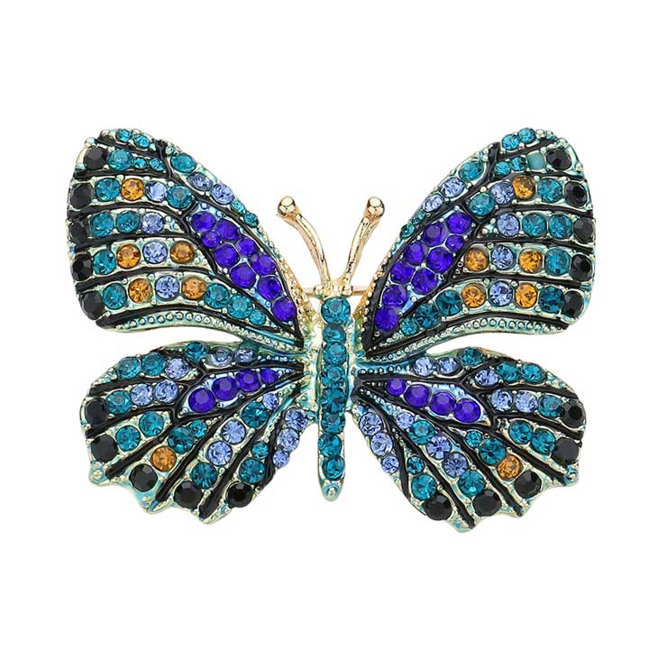 Rhinestone Pave Butterfly Pin Brooch