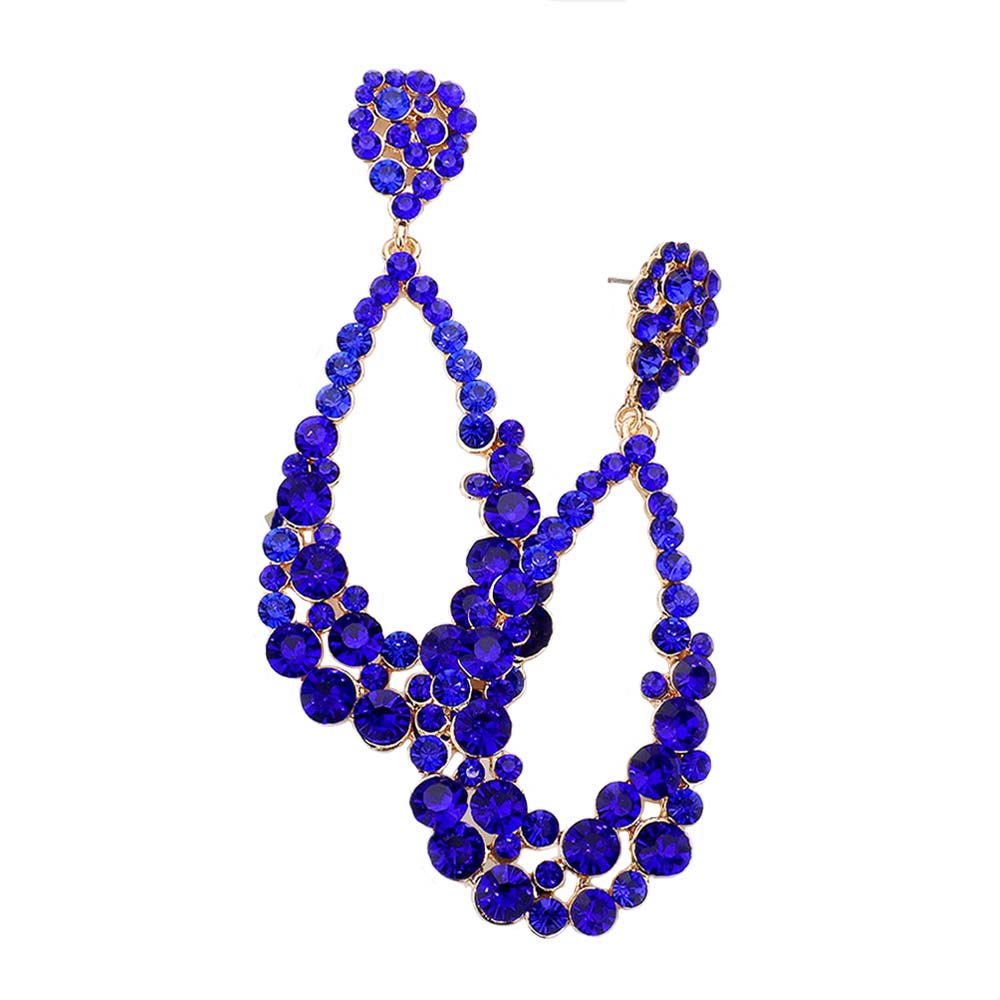 Women's Crystal Bubble Cluster Teardrop Evening Dangle Earrings