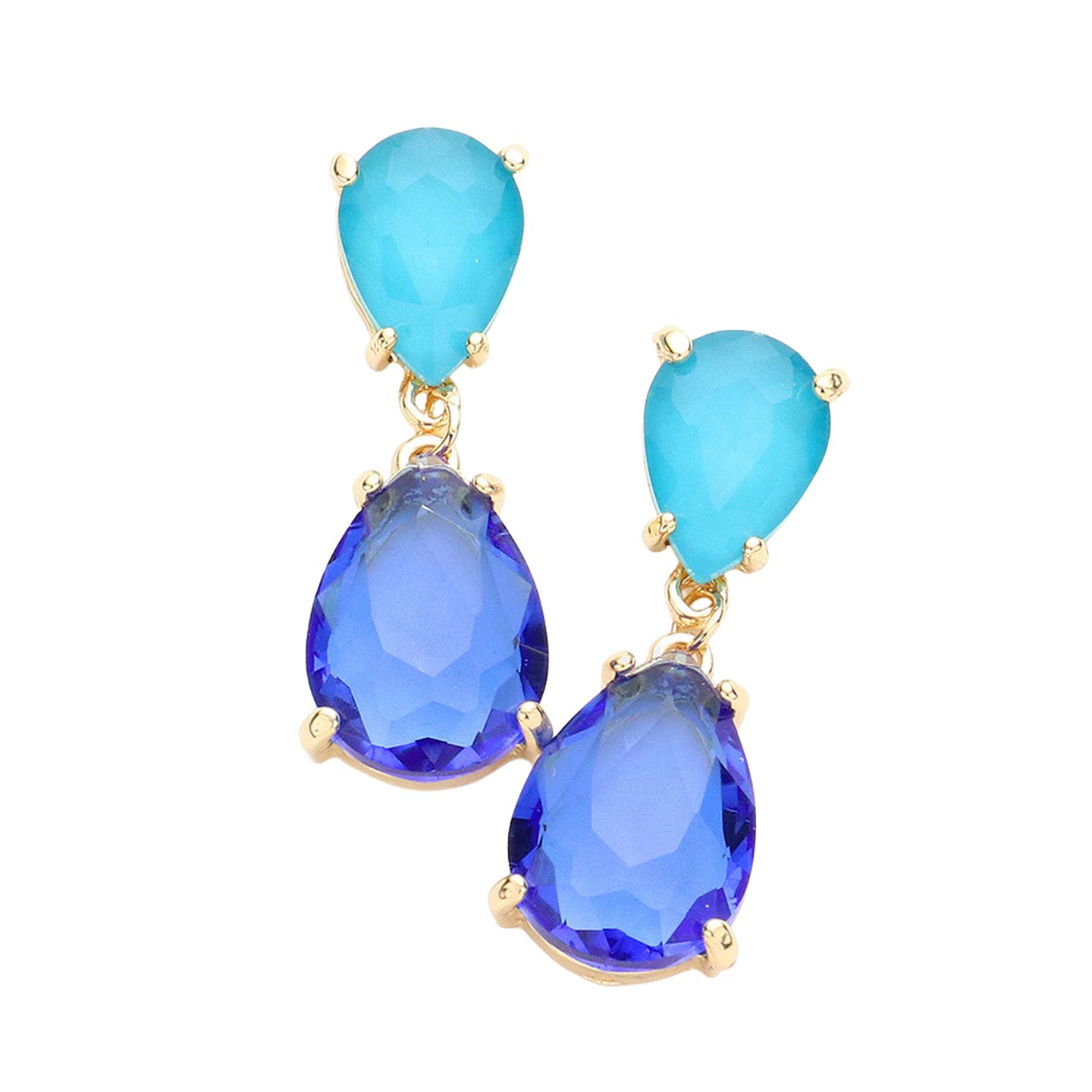 Women's Double Teardrop Link Dangle Evening Earrings