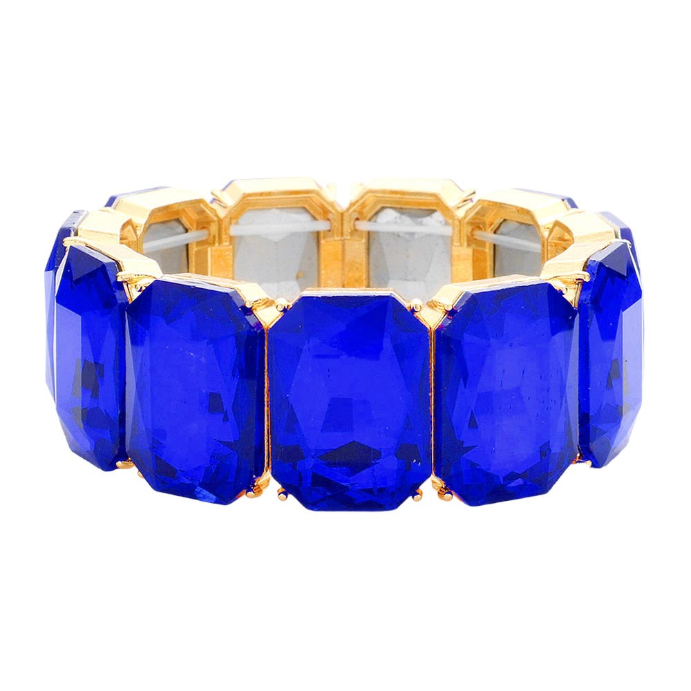 Emerald Cut Stone Stretch Evening Bracelet