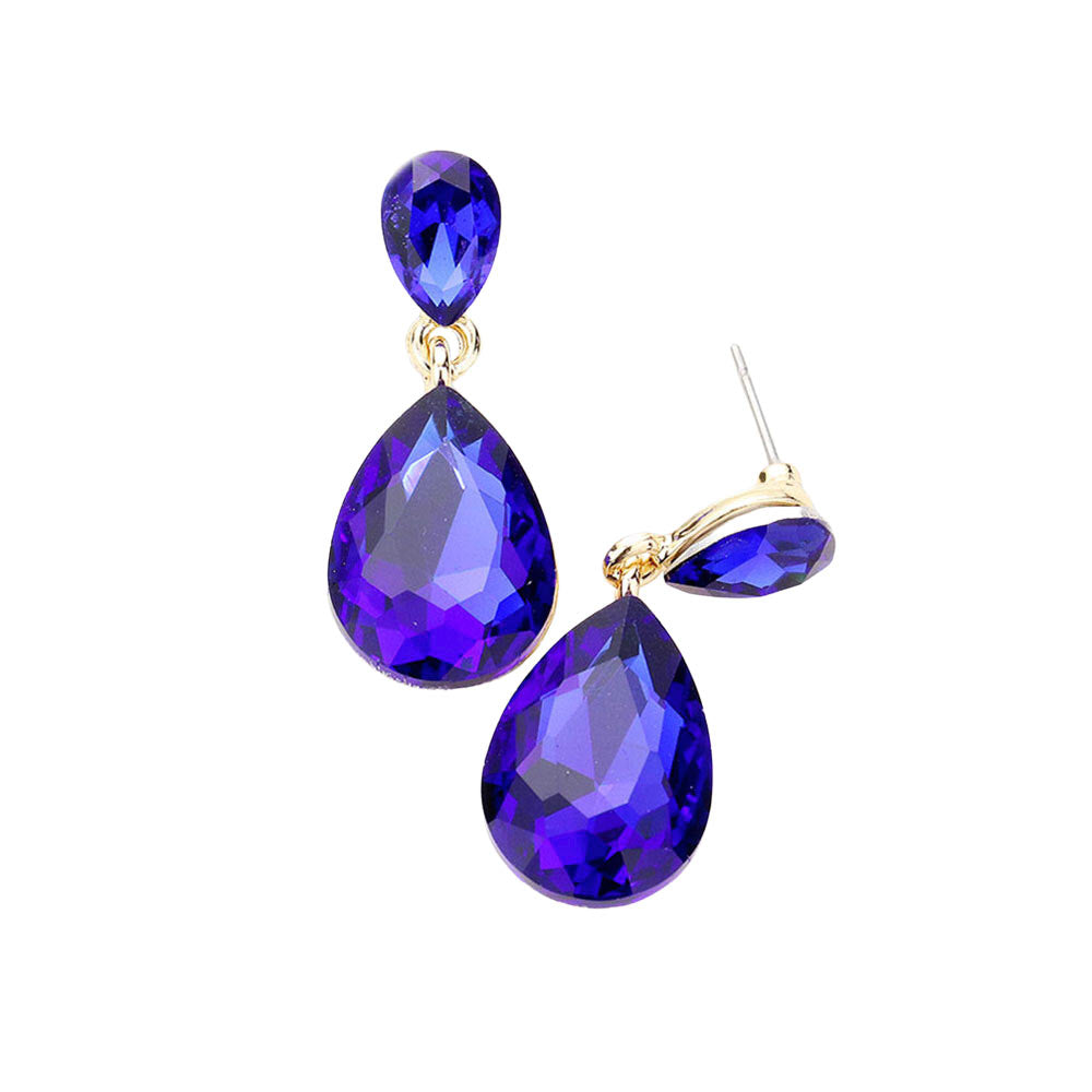 Women's Glass Crystal Teardrop Dangle Earrings