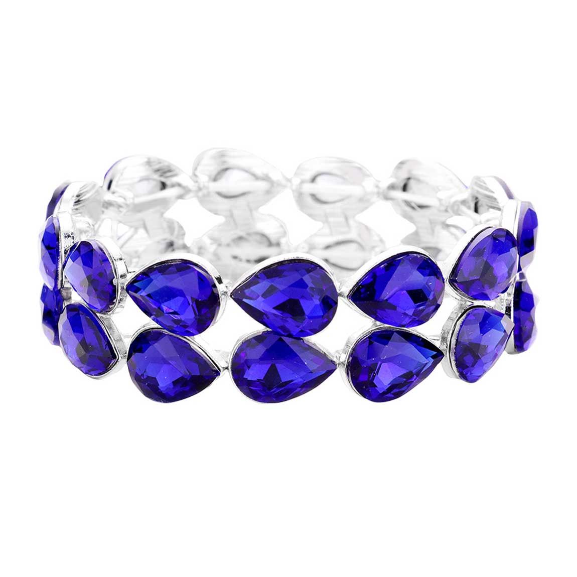 Women's Glass Crystal Teardrop Stretch Evening Bracelet