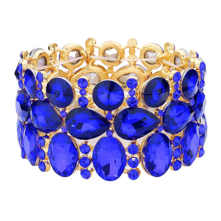 Women's Multi Stone Cluster Evening Stretch Bracelet