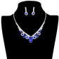 Round Stone Flower Accented Rhinestone Pave Necklace