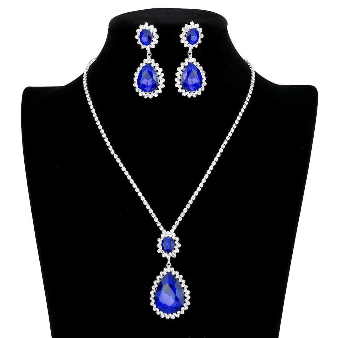 Teardrop Accented Rhinestone Necklace