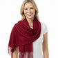 Sakkas Booker Cashmere Feel Solid Colored Unisex Winter Scarf With Fringe