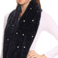 Sakkas Sabby Long Thin Faux Fur Pearl Embellishment Warm Soft Infinity Scarf