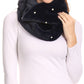 Sakkas Sabby Long Thin Faux Fur Pearl Embellishment Warm Soft Infinity Scarf
