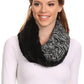 Sakkas Dalien Short Length Two Sided Faux Fur Ribbed Cable Knit Infinity Scarf