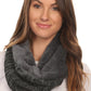 Sakkas Sele Short Two Textured Faux Fur Ribbed Knit Mixed Designed Infinity Scarf