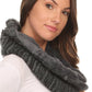 Sakkas Sele Short Two Textured Faux Fur Ribbed Knit Mixed Designed Infinity Scarf