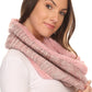 Sakkas Sele Short Two Textured Faux Fur Ribbed Knit Mixed Designed Infinity Scarf