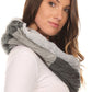Sakkas Maye short Two Sided Faux Fur Multi Colored Bolcked Wrap Infinity Scarf