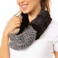 Sakkas Julie Short Wrap Around Two Sided Faux Fur And Ribbed Knit Infinity Scarf