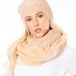Sakkas Balencia Cool Girl Long Wide Soft Fur Lined Infinity Scarf Beanie Hat Set