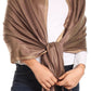 Sakkas Carine Reversible Soft Solid Slight Shimmer Pashmina/ Shawl/ Wrap/ Stole