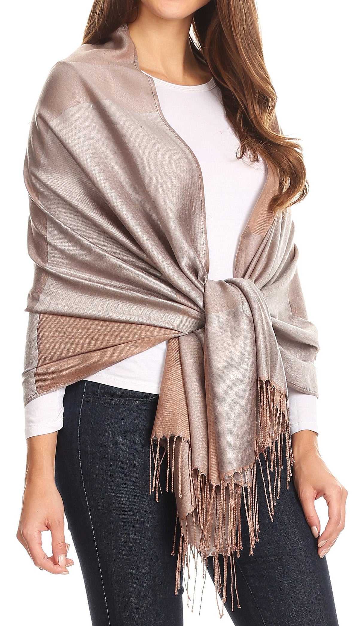 Sakkas Nicola Reversible Warm and Soft Unisex Scarf Stole Wrap Solid Color-block