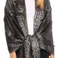 Sakkas Sarah Reversible Silky Soft Brocade Scarf Shawl Stole with Fringe