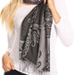 Sakkas Sarah Reversible Silky Soft Brocade Scarf Shawl Stole with Fringe