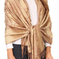 Sakkas Sarah Reversible Silky Soft Brocade Scarf Shawl Stole with Fringe